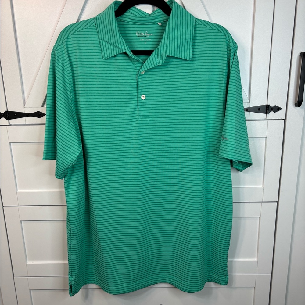 Men's Walter Hagen Green Striped Polo Shirt